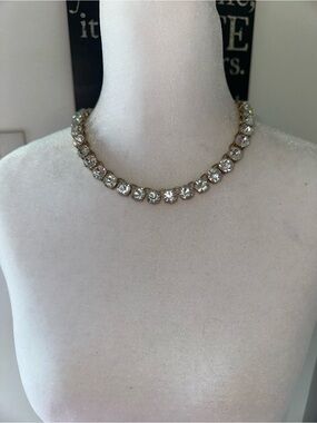 Classic Clear Crystal Gold Tennis Necklace - Women Jewelry